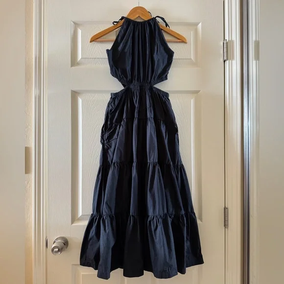 J. Crew Harbour Side-Cutout Dress in Black Size XS Petite - Picture 2 of 7